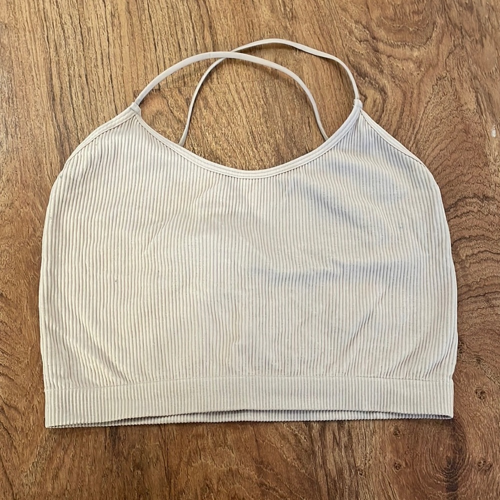 Colsie pale tan ribbed tank top.